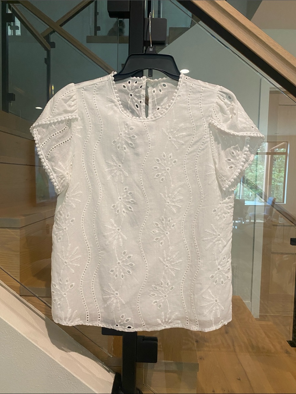 SHEIN White Floral Short Sleeve Blouse